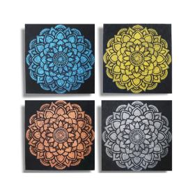 Lot de 4 Mandalas Détail Brocart - 30x30cm