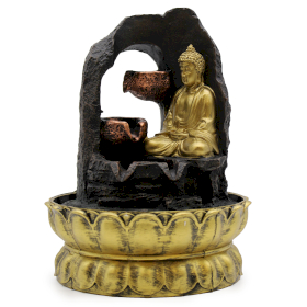 Fontaine de Table - 30cm - Bouddha Méditant Doré