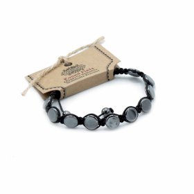 3x Bracelets Shamballa Hématite Magnétique - Plats Ronds