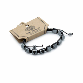 3x Bracelets Shamballa Hématite Magnétique - Pyramides Pointues