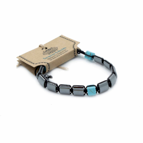 3x Bracelets Shamballa Hématite Magnétique - Cuboïdes Turquoise