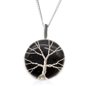 Collier de Pierres Précieuses Arbre de Vie - Onyx Noir