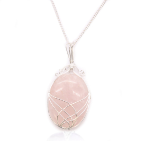 Collier de Pierres Précieuses Enveloppé en Tourbillon - Quartz rose