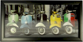 Cadre 3D 23x50cm - 5 Vespas