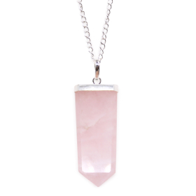 Pendentif Crayon Plat Pierres Précieuses - Quartz Rose