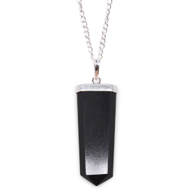 Pendentif Crayon Plat Pierres Précieuses - Agate Noire