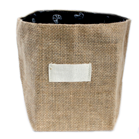 6x Sac Cadeau en Coton & Jute Naturelle - Doublure Noire - Grand