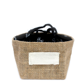 10x Sac Cadeau en Coton & Jute Naturelle - Doublure Noire - Petit