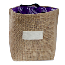 6x Sac Cadeau en Coton & Jute Naturelle - Doublure Lavande - Grand