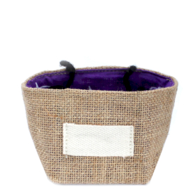 10x Sac Cadeau en Coton & Jute Naturelle - Doublure Lavande - Petit