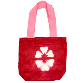 Sac en Coton Naturel Tie-Dye (8 oz) - 38x42x12cm - Fleur  - Anse rose