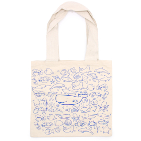 Grand Cabas en coton - 38x42cm - Vie Marine - 10oz