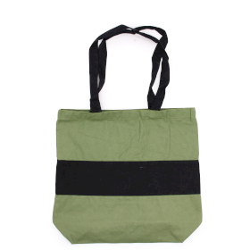 Sac en Coton Bicolore - 38x42x12cm - Vert & Noir - 10oz