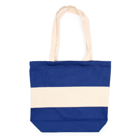 Sac en Coton Bicolore - 38x42x12cm - Bleu & Naturel - 10oz