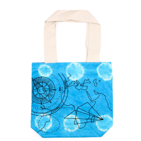 Sac en Coton Tye-Dye (6oz) - 38x42x12cm - Boussole - Bleu - Anse Naturelle