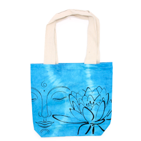 Sac en Coton Tye-Dye (6oz) - 38x42x12cm - Bouddha Lotus - Bleu - Anse Naturel