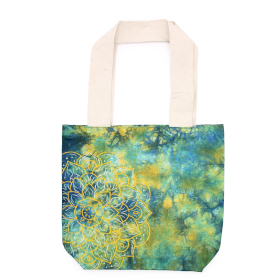 Sac en Coton Tye-Dye (6oz) - 38x42x12cm - Mandala - Vert/Bleu - Anse Naturelle