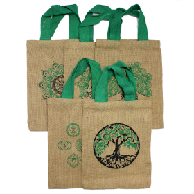 10x Sac Tote Bag en Jute - 5 motifs mystiques assortis