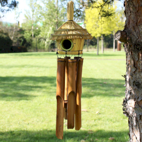 6x Mangeoire pour oiseaux - Rond avec carillons 45x17cm