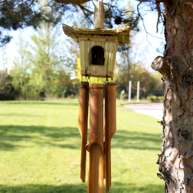 6x Mangeoire pour oiseaux - Carré avec carillons 49x15cm