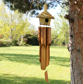 3x Mangeoire pour oiseaux - Large & Rond avec carillons 56x20cm