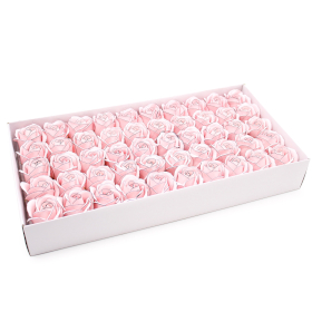 50x Fleurs de Savon Artisanales - Rose Moyenne  - Rose avec Bord Noir