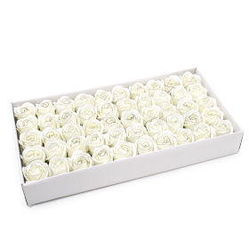 50x Fleurs de Savon Artisanales - Rose Moyenne - Ivoire avec Bord Noir