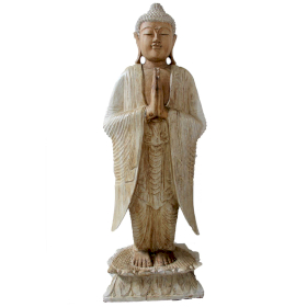 Statue de Bouddha Debout - Blanchi - 1m Bienvenue-Endommagée