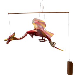 Dragons en bois de cocotier Dragon rouge - 37cm