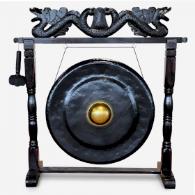 Grand Gong sur Pied Antique Marron - 80cm - Noir