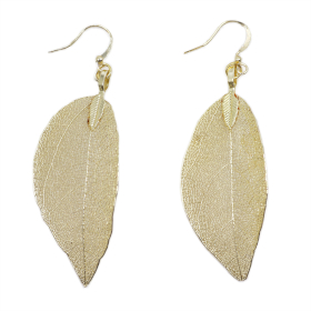 Boucles d\'Oreilles - Feuilles Gouttes - Doré