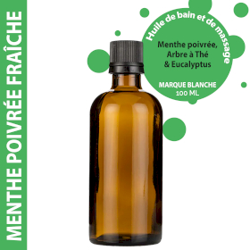 10x Huile de Massage Fraîche Menthe Poivrée - 100ml - Marque Blanche