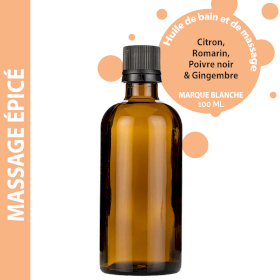 10x Huile de Massage Epicée - 100 ml - Marque Blanche