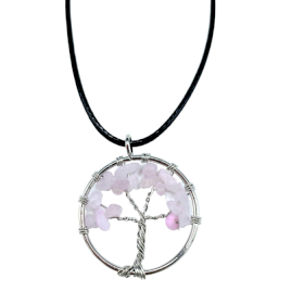 Pendentif Arbre de Vie - Quartz Rose