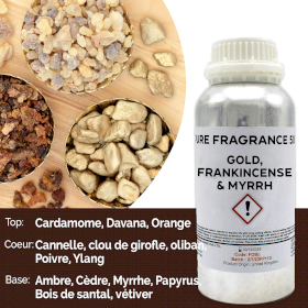 Huile de Parfum Pure Or, Encens & Myrrhe - 500ml