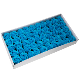 50x Roses de Savon  pour Bouquet- Medium/Bleu Ciel