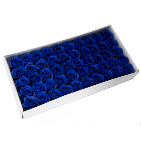 50x Roses de Savon  pour Bouquet- Medium/Indigo