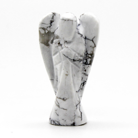 Ange en Pierre Précieuse Sculptée à la Main - Howlite Blanche
