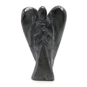 Ange en Pierre Précieuse Sculptée à la Main - Hématite