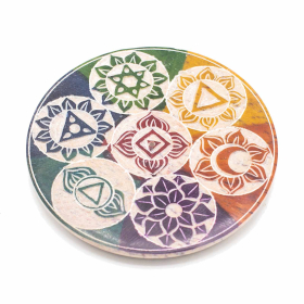 4x Porte-Encens Disque en Stéatite 10cm - Sept chakras