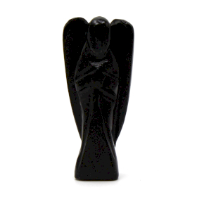 Ange en Pierre Précieuse Sculptée à la Main - Agate Noire
