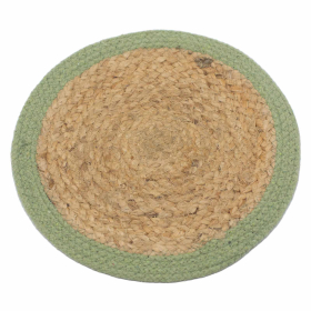 4x Set de Table Naturel - Jute & Cotton 30cm - Bordure Olive