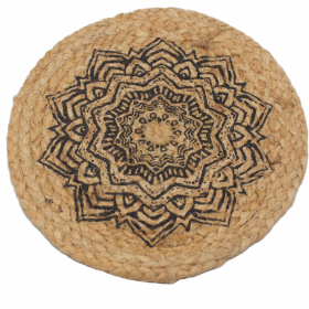 4x Set de Table Naturel- Jute 30cm - Imprimé Mandala