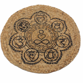 4x Set de Table Naturel - Jute 30cm - Imprimé Chakra