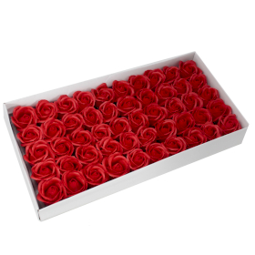 50x Roses de Savon  pour Bouquet- Medium/Rouges