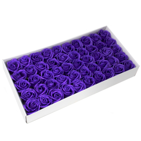50x Roses de Savon  pour Bouquet- Medium /Violet