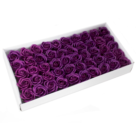 50x Roses de Savon  pour Bouquet- M/Aubergine
