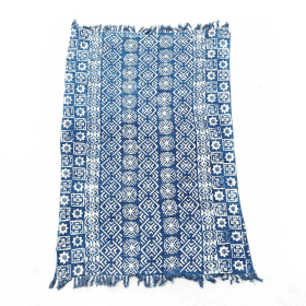 Jeté de canapé/lit Indigo Fait main - 170x120cm - Rayures Desi