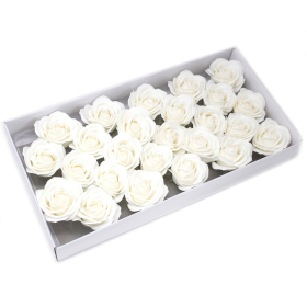 25x Roses de Savon  pour Bouquet- Larges/Blanc