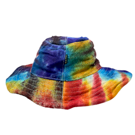 3x Chapeaux de Festival Boho en Chanvre & Coton, Rapiécé - Tie and dye